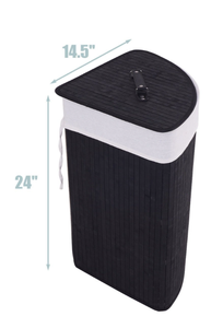 lot 101 image: Costway Corner Bamboo Hamper Laundry Basket, Black