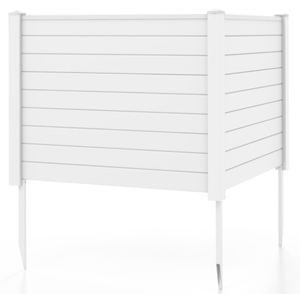 lot 109 image: Costway Outdoor PVC Air Conditioner Fence with 20 Inch Long Stakes Overall Dimensions (Includes Ground Stake) 48 x 48 x 55