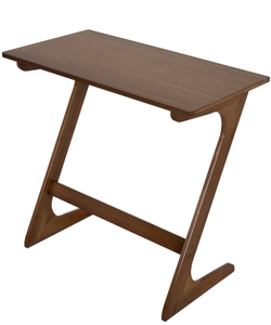 lot 204 image: Costway Bamboo Sofa Side Table Z-Shaped Spacious Tabletop Space-Saving 29.5 x 16 x 27.5 (Lx Wx H) (Missing Hardware)