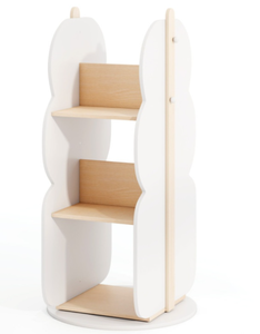 lot 207 image: Costway 360° Kids Rotating Bookshelf Toy Storage Organizer With 5 Shelves-White (12 x 12 x 35.5)