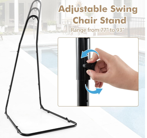 lot 211 image: Giantex Hammock Stand for Outside, Heavy-Duty Metal Swing Stand with Safety Hook & Sturdy Chain, Height Adjustable Hanging Chair Stand for Indoor, Outdoor, Porch, Patio, Yard, Poolside, Black