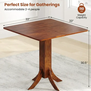 lot 70 image: Costway Square Dining Table with Pedestal Base and Rubber Wood Frame Dimensions 33W x 33D x 3.50H