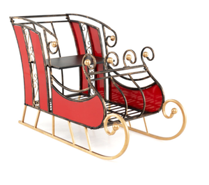 lot 78 image: Costway 3 FT Christmas Metal Sleigh Decoration Santa Sleigh with 2-Tier Storage Shelf