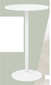 lot 119 image: COSTWAY Round Bistro Table, Height Adjustable Bar Height Cocktail Table, High Top Pub Table Snack Table with Heavy-Duty Metal Base for Home Bar, Dining Room, Restaurant, White (Missing Hardware)