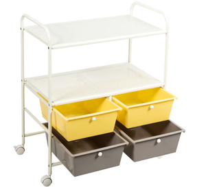 lot 121 image: Goplus Yellow Office cart 25 x 14.5 x 29.5