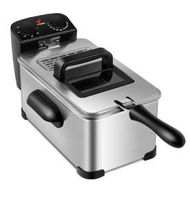 lot 124 image: Costway - 3.2 Quart Electric Deep Fryer 1700W Stainless Steel Timer Frying Basket - BlackSilver