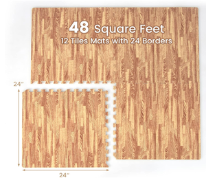 lot 125 image: Tangkula 12 Tiles Foam Flooring Mats with Border, 48 SQ FT EVA Interlocking Exercise Foam Mats for Exercise Equipment, Elastic Puzzle Play Mats, 38 Thick Non-Slip Workout Floor Mats for Home Gym