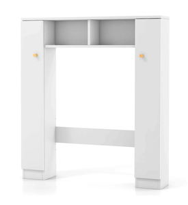 lot 131 image: Costway Over The Toilet Storage Cabinet Double Door Bathroom Toilet Storage Organizer White 34.5 x 7 x 38.5