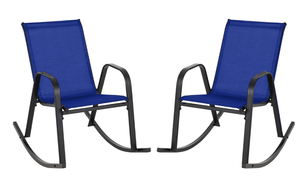 lot 133 image: Giantex Outdoor Rocking Chairs Set of 2, Patio Rocking Chairs wBreathable Seat & Back, Heavy-Duty Metal Support, Ergonomic Outside Rocker for Backyard, Poolside, Garden, Navy