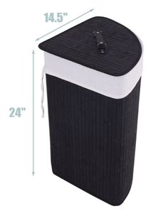 lot 134 image: Costway Corner Bamboo Hamper Laundry Basket, Black