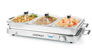 lot 136 image: Costway - Food Warmer Buffet Server 450W Electric Warming Tray for Parties - Silver