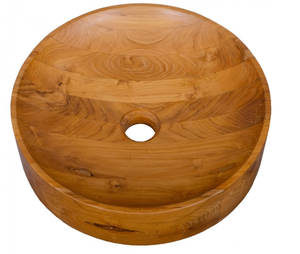 lot 180 image: Costway 16 Inch Teak Wood Washbasin with Smooth Finish and Rounded Corners