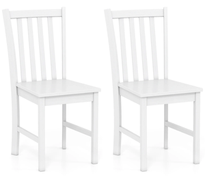lot 217 image: Costway Rustic Dining Chairs Set of 2 Wooden Kitchen Chairs with Slat Tilt Backrest, White