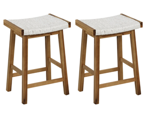 lot 251 image: Costway Set of 2 25.5 Inch Dining Bar Stool with Seaweed Woven Seat (See Photos For Clear Picture Of Color)