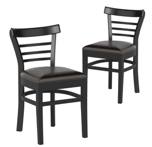 lot 254 image: Costway Set of 2 Wooden Dining Chair with Rubber Wood Legs for Restaurant, Black