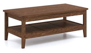 lot 259 image: Costway Farmhouse Coffee Table Rustic Cocktail Center Table with Thickened Tabletop-Walnue, Walnut 47 x 23.5 x 18 (Table Was Assembled and Disassembled)