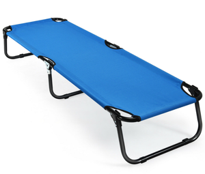 lot 260 image: Costway Blue Folding Camping Bed Outdoor Portable Military Cot Sleeping Hiking Travel