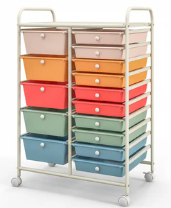 lot 263 image: Costway - 15 Drawer Rolling Storage Cart Scrapbook Paper Office School Organizer - Multicolor