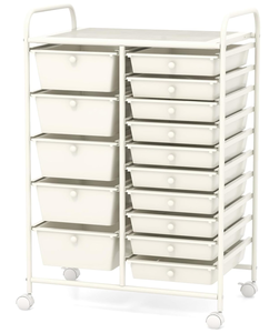 lot 271 image: SlickBlue 15-Drawer Rolling Storage Cart with Metal Frame and Colorful Drawers for Office, Home, and Garage