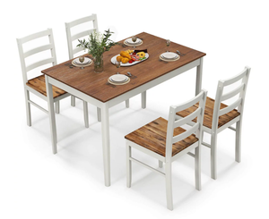 lot 276 image: Costway 5-Piece Dining Set Solid Wood Kitchen Furniture with Rectangular Table & 4 Chairs Size of the Dining Table 45 x 28 x 30  Chair16 x 18 x 34(Items On Table Not Included)