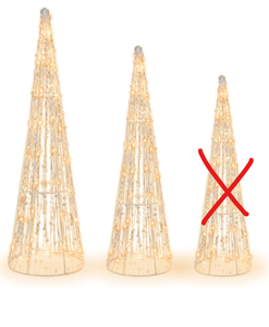 lot 289 image: Costway Set of 2 Pre-lit Christmas Cone Trees with Star Strings Missing Small Tree