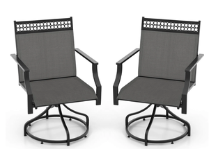 lot 305 image: Giantex Swivel Outdoor Chairs, Patio Dining Chairs, Round Steel Base