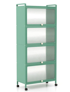 lot 312 image: Costway 5-Tier Kitchen Bakers Rack with Flip-up PC Doors-Green 23.5 x 12.5 x 60.5 (L x W x H)