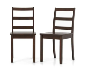 lot 315 image: Costway Set of 2 Wood Dining Chairs with Solid Rubber Wood Legs