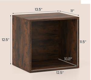 lot 325 image: Costway Cube Storage Organizer Stackable Open Book Shelf Wooden Display Shelving Unit, Rustic Brown 13.5 x 11 x 12.5