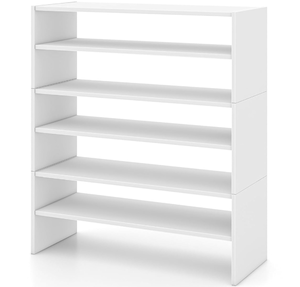 lot 329 image: Giantex 3-in-1 Vertical Shoe Rack, 6-Tier Free Standing Shoe Storage Organizer wStackable Design for 18 Pairs, 31 Inch Wide Wood Shoe Shelf for Closet, Entryway, Living Room, Office, White