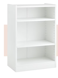 lot 334 image: Costway 3-Tier Bookcase Open Multipurpose Display Rack Cabinet with Adjustable Shelves White 19.5 x 12 x 29.5 (L x W x H)