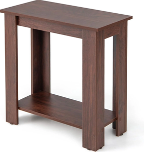 lot 336 image: Giantex 2-Tier End Table White, Modern Side Table with Storage Shelf 23.5 x 12 x 24(L x W x H)