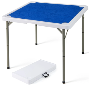 lot 340 image: Costway 35 Inch 4 Player Game Card Folding Mahjong Table with Cup Holders, Navy