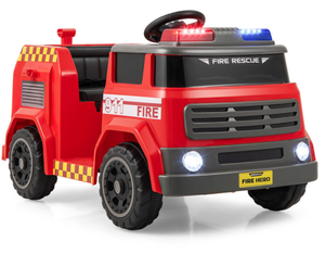 lot 345 image: Costway 12V Ride on Fire Truck Powered Car with Water Gun and Interphone