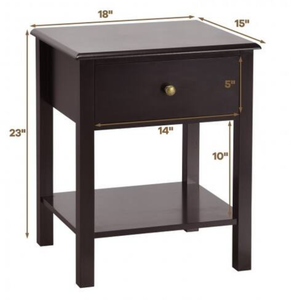 lot 350 image: Costway Brown Nightstand End Table 18 x 15 x 23 (L x W x H) (Attempted To Assemble)