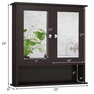lot 227 image: Giantex Medicine Cabinet, Bathroom Wall Cabinet with 2 Mirrored Doors, Adjustable Shelf