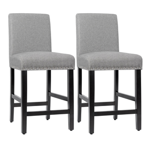 lot 359 image: Costway Set of 2 25 Kitchen Breakfast Chairs Nailhead Bar Stools
