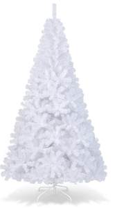 lot 363 image: COSTWAY 8Ft-Artificial-PVC-Christmas-Tree-W-Stand-Holiday-Season-Indoor-Outdoor-White