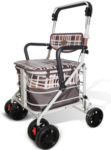 lot 386 image: MOLUGAN Walkers for Seniors with Seat, 180 lbs Capacity, Foldable & Lightweight, Adjustable Height, Rolling Walker with Brakes and Comfortable Chair for Mobility and Rest (Large Armrest)