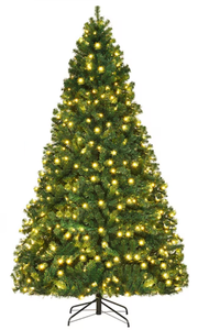lot 389 image: Costway 8-ft Pre-lit Artificial Christmas Tree with White LED Lights ( Missing Parts or Pieces See Photos, Not Tested)