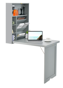 lot 472 image: Costway Wall-Mounted Fold-Out Convertible Floating Desk Space Saver (Transit Damage)