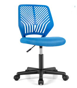 lot 478 image: Costway - Height-adjustable Ergonomic Kids Desk Chair with Universal Casters Working Chair - Blue Height 35 inches Width 21.5 inches Depth 21.5 inches