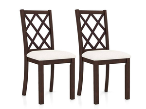 lot 52 image: Costway Brown Wood Parsons Chair (Set of 2)