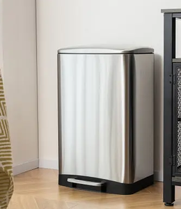 lot 141 image: Costway 13.2 Gal Stainless Tool Steel Trash Can with Lock Device, Silver, GY10012SL