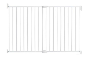 lot 418 image: Munchkin Extra Wide Extending XL Metal Toddler Baby Gate for Stairs, Hallways and Doors, White