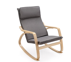 lot 427 image: Costway Modern Bentwood Rocking Chair Fabric Upholstered Relax Rocker Lounge Chair Gray