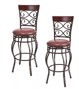 lot 431 image: Costway Set of 2 Vintage Bar Stools 30 Swivel Padded Seat Bistro