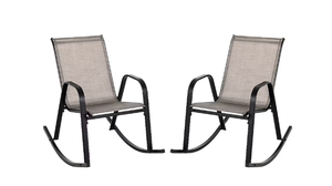 lot 443 image: Costway Set of 2 Black Metal Frame Rocking Chair with Brown Solid Seat
