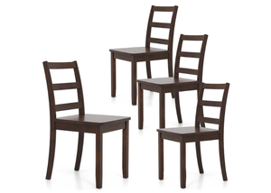 lot 459 image: GOFLAME Dining Chairs Set of 4, Ladder Back Side Chairs with Solid Rubber Wood Legs & Non-Slip Food Pads, 4-Pack Space-Saving Armless Dining Chairs for Dining Room, Living Room, Restaurant, Brown