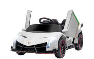 lot 461 image: Lamborghini Veneno Licensed 12V Electric Kids Ride on Car with Bluetooth, Remote, White